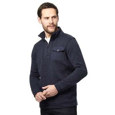 Big and tall navy pocket funnel neck sweater